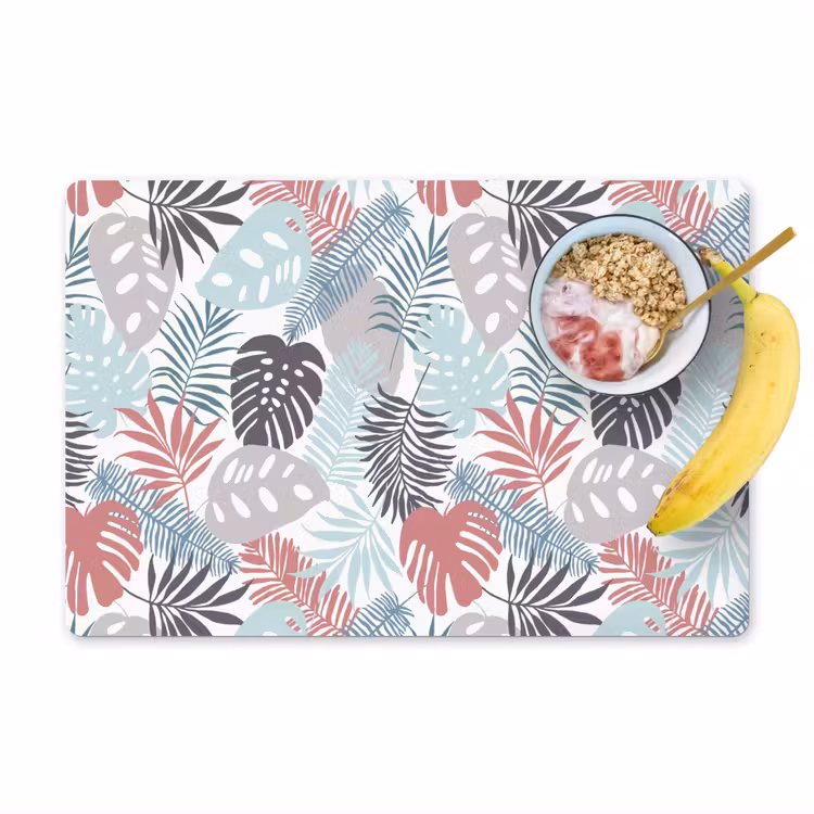 Bladeren - Tropical - Pastel - Jungle Placemat vinyl groot -zzzproduct_Kitchenyeah-website