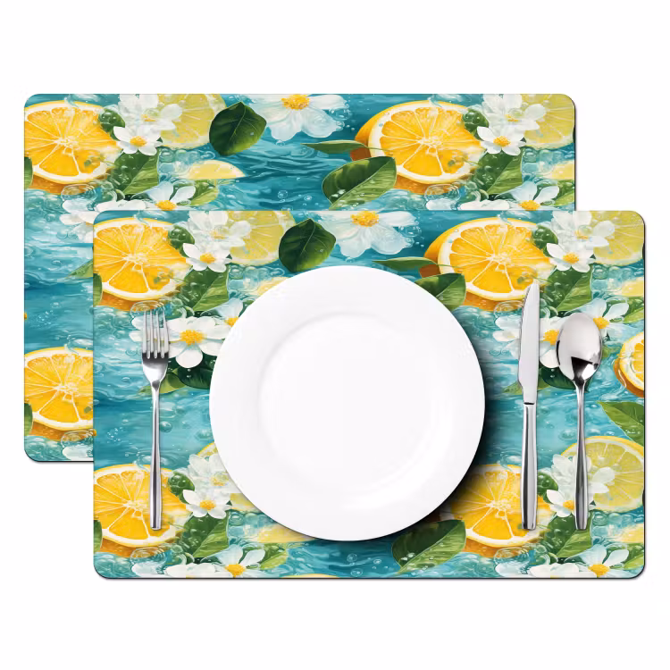 Citroen - Bloemen - Bruisend - Water Placemat vinyl groot 368 -zzsfeer2_Kitchenyeah-website