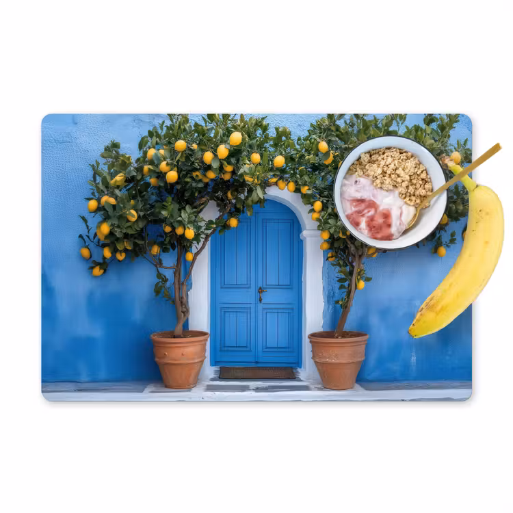 Citroenbomen - Geel - Deur - Potten Placemat vinyl groot -zzzproduct_Kitchenyeah-website
