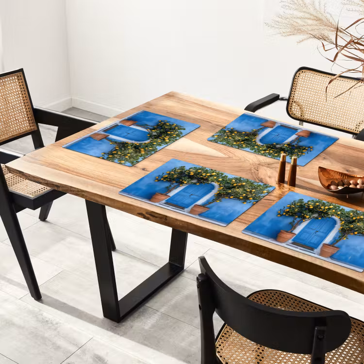 Citroenbomen - Geel - Deur - Potten Placemat vinyl groot -zzsfeer4_Kitchenyeah-website