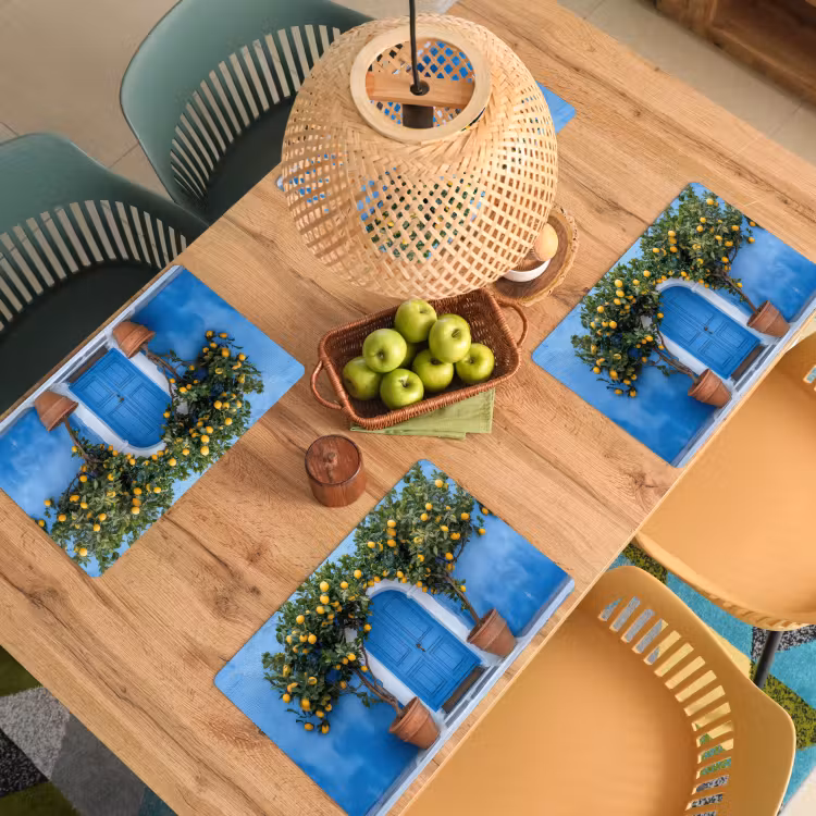 Citroenbomen - Geel - Deur - Potten Placemat vinyl groot -zzsfeer5_Kitchenyeah-website