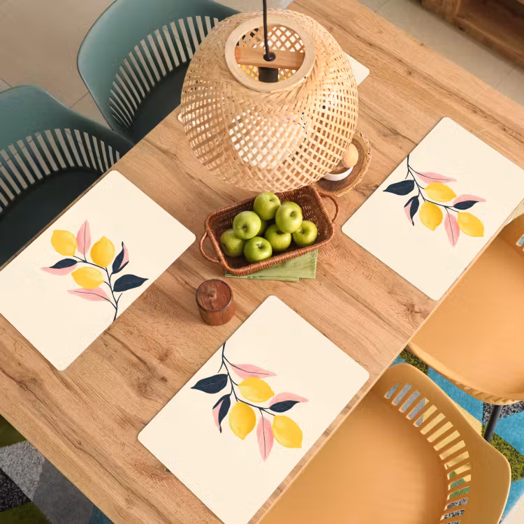 Citroenen - Felgeel - Tak - Bladeren Placemat vinyl groot -zzsfeer5_Kitchenyeah-website
