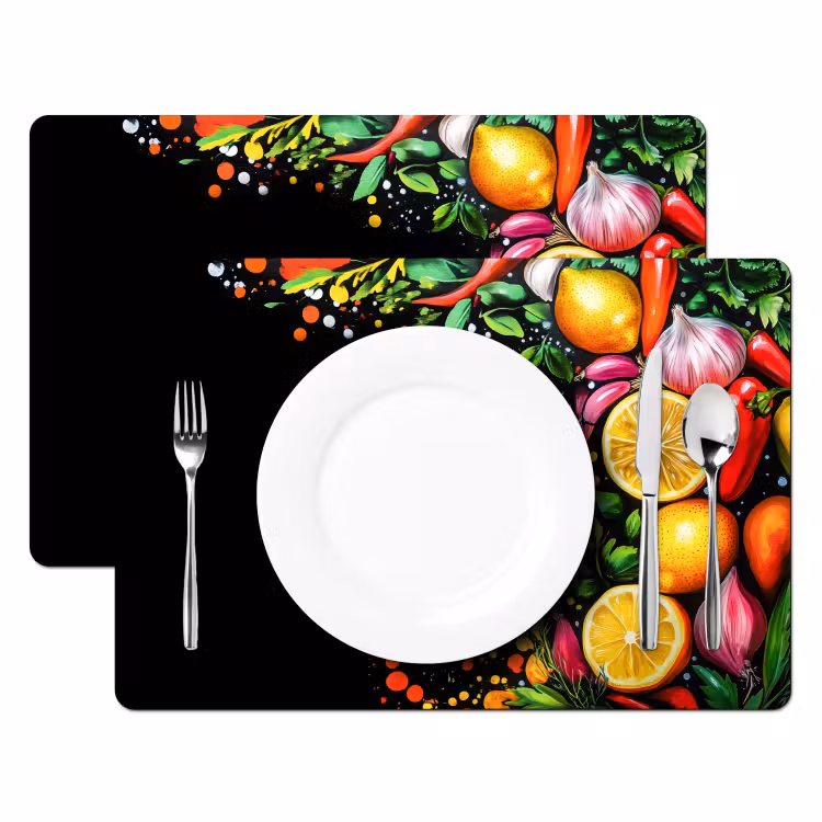 Citroenen - Peper - Kruiden - Graffiti - Verf - Abstract Placemat vinyl groot -zzsfeer2_Kitchenyeah-website