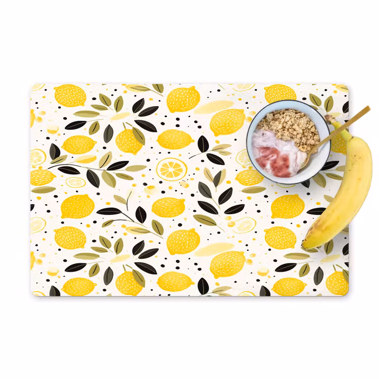 Citroenen - Geel - Wit - Stippen Placemat vinyl groot 368 -zzzproduct_Kitchenyeah-website