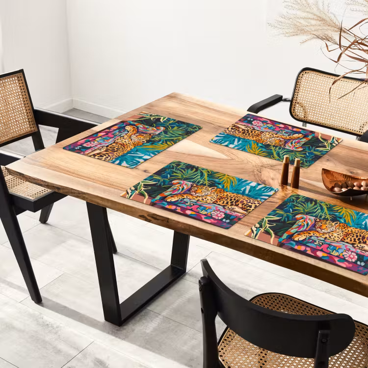 Luipaard - Kleurrijk - Tropisch Placemat vinyl groot -zzsfeer4_Kitchenyeah-website