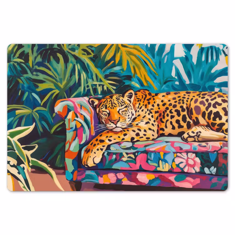 Luipaard - Kleurrijk - Tropisch Placemat vinyl groot -zzsfeer1_Kitchenyeah-website