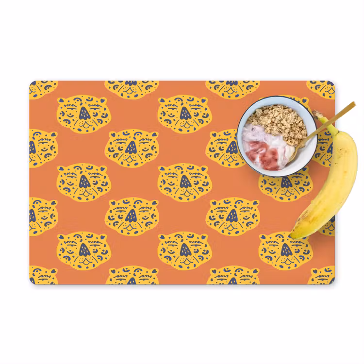 Luipaard - Gezichten - Stippen - Oranje Placemat vinyl groot 368 -zzzproduct_Kitchenyeah-website