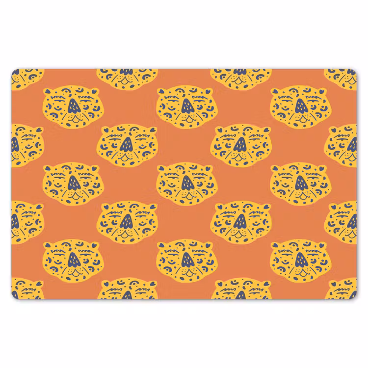 Luipaard - Gezichten - Stippen - Oranje Placemat vinyl groot 368 -zzsfeer1_Kitchenyeah-website
