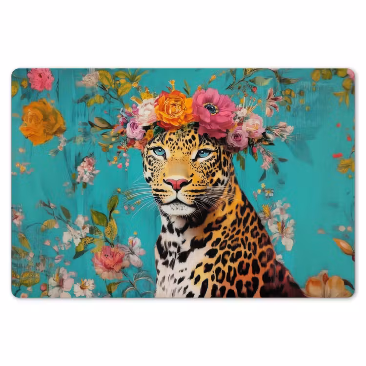 Luipaard - Bloemen - Kroon Placemat vinyl groot -zzsfeer1_Kitchenyeah-website