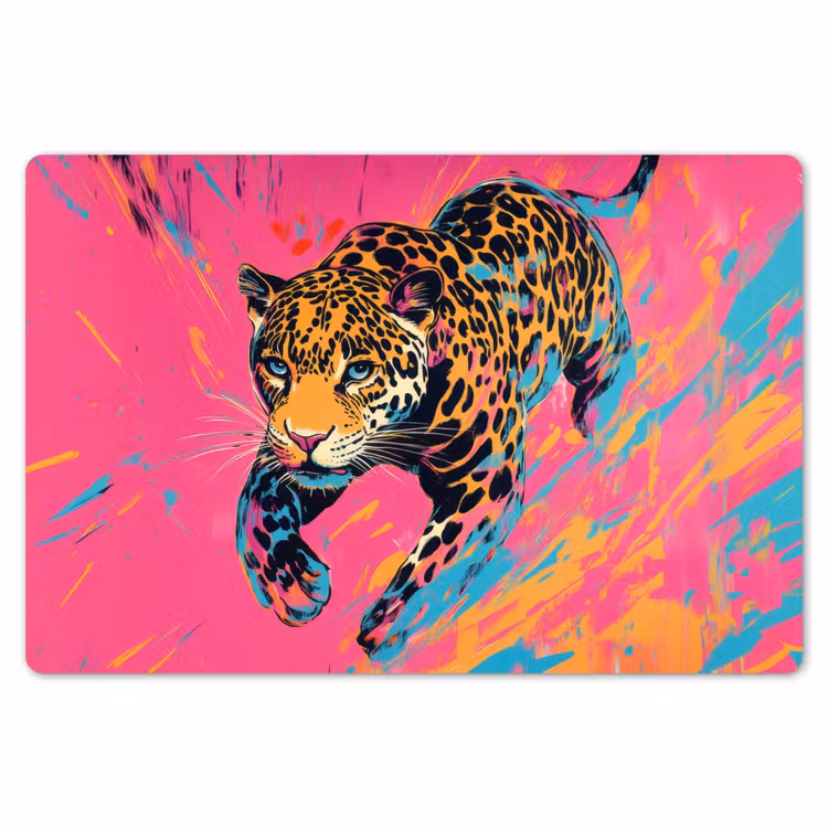 Luipaard - Roze - Oranje - Blauw - Verf Placemat vinyl groot -zzsfeer1_Kitchenyeah-website