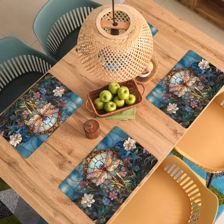Libelle - Mozaïek - Bloemen - Kleurrijk Placemat vinyl groot -zzsfeer5_Kitchenyeah-website
