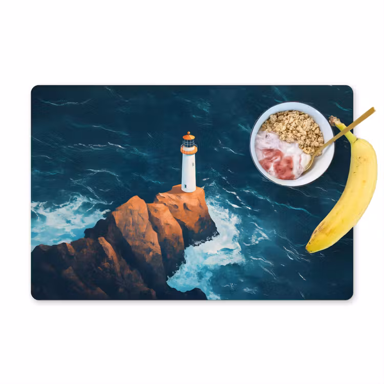 Vuurtoren - Rots - Zee - Golven Placemat vinyl groot -zzzproduct_Kitchenyeah-website