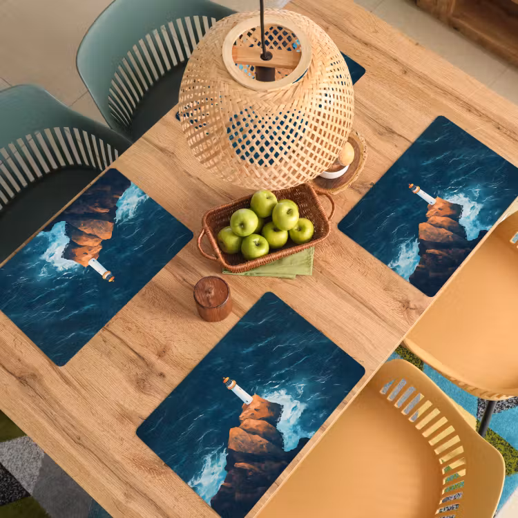 Vuurtoren - Rots - Zee - Golven Placemat vinyl groot -zzsfeer5_Kitchenyeah-website