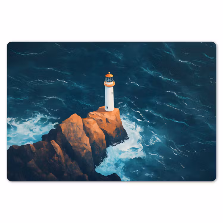 Vuurtoren - Rots - Zee - Golven Placemat vinyl groot -zzsfeer1_Kitchenyeah-website