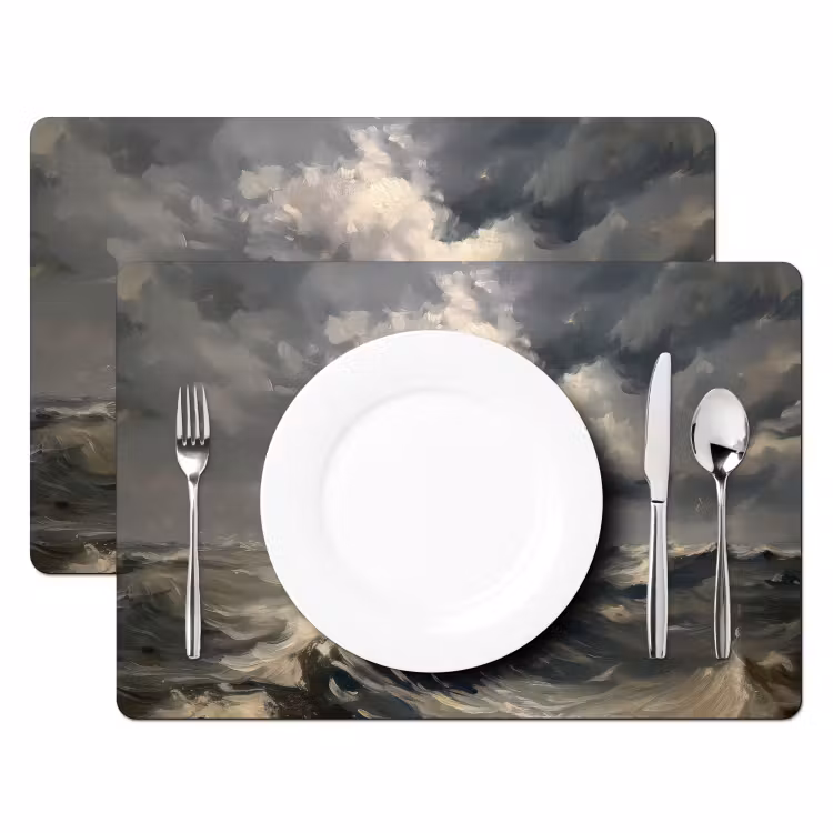 Vuurtoren - Golven - Storm Placemat vinyl groot -zzsfeer2_Kitchenyeah-website
