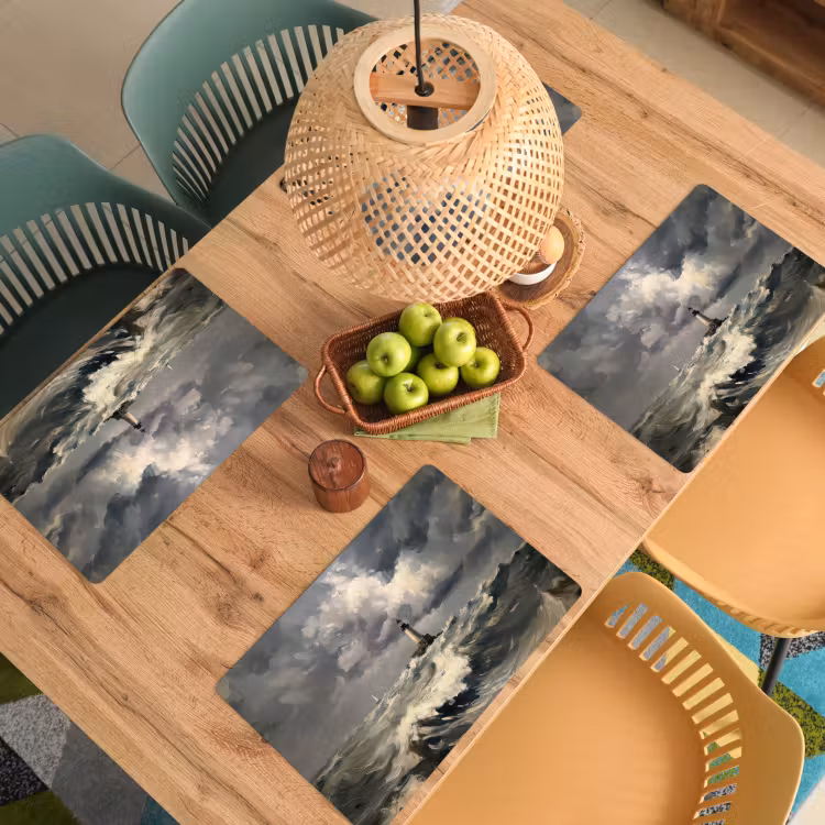 Vuurtoren - Golven - Storm Placemat vinyl groot -zzsfeer5_Kitchenyeah-website
