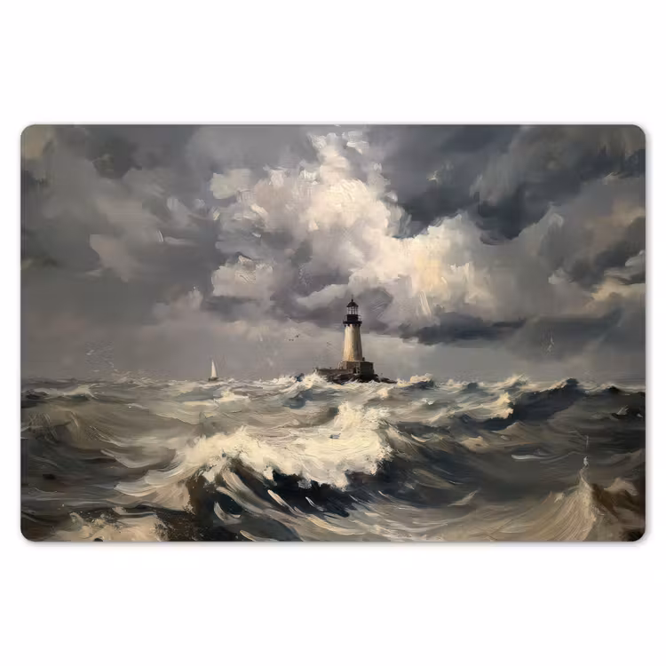 Vuurtoren - Golven - Storm Placemat vinyl groot -zzsfeer1_Kitchenyeah-website