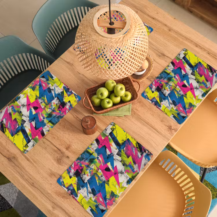 Bliksemschichten - Patroon - Marmer - Kleuren Placemat vinyl groot -zzsfeer5_Kitchenyeah-website