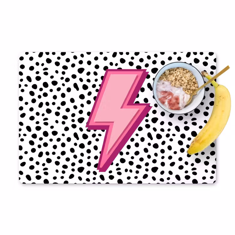 Bliksem - Roze - Stippen Placemat vinyl groot -zzzproduct_Kitchenyeah-website