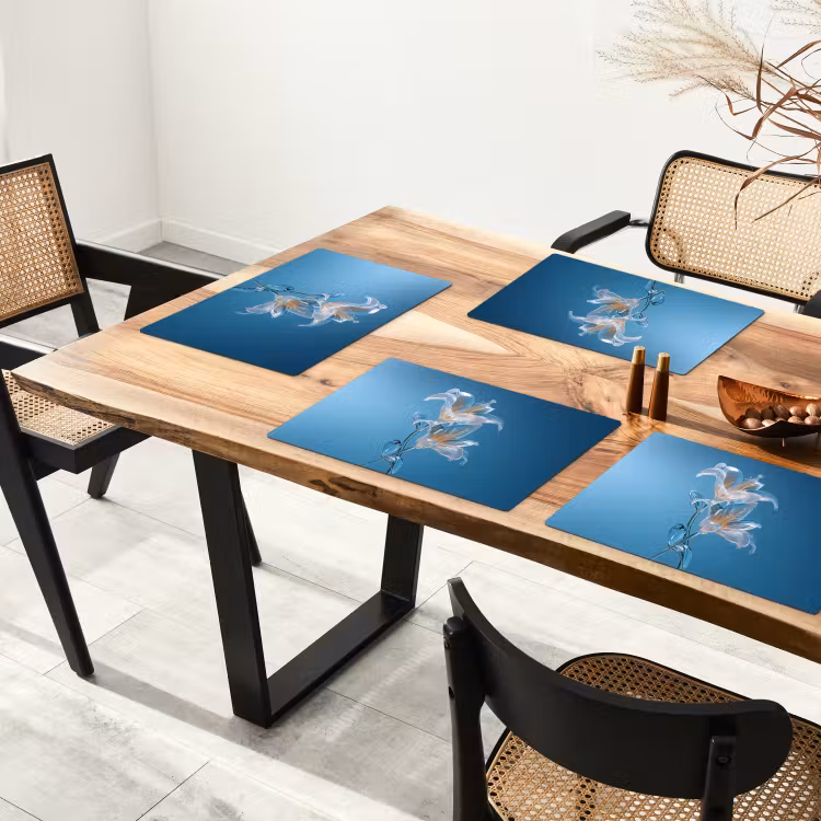 Lelies - Blauw - Glazen Placemat vinyl groot -zzsfeer4_Kitchenyeah-website