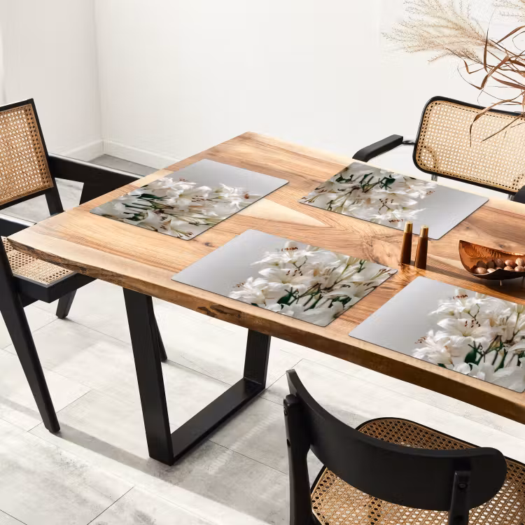 Lelies - Boekte - Wit - Meeldraden Placemat vinyl groot -zzsfeer4_Kitchenyeah-website