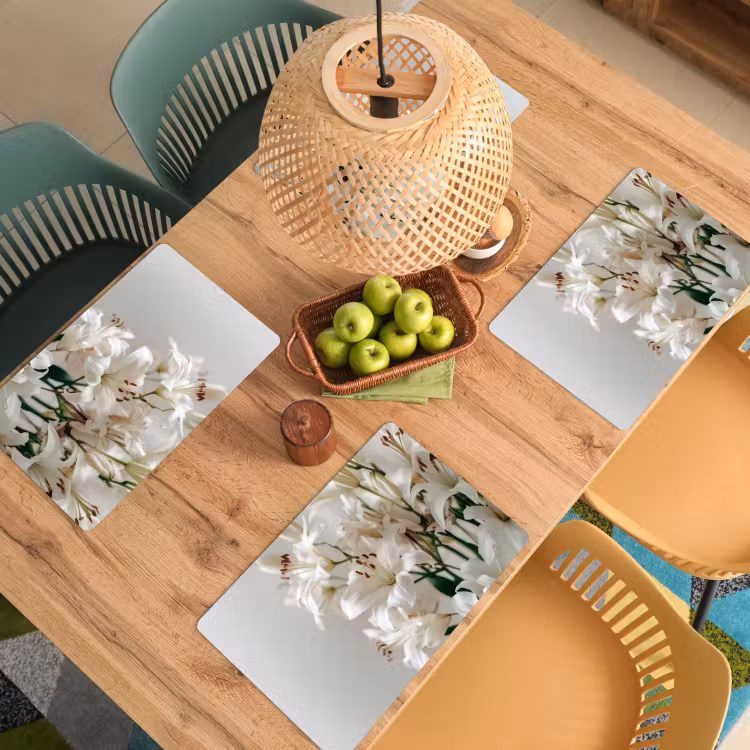 Lelies - Boekte - Wit - Meeldraden Placemat vinyl groot -zzsfeer5_Kitchenyeah-website