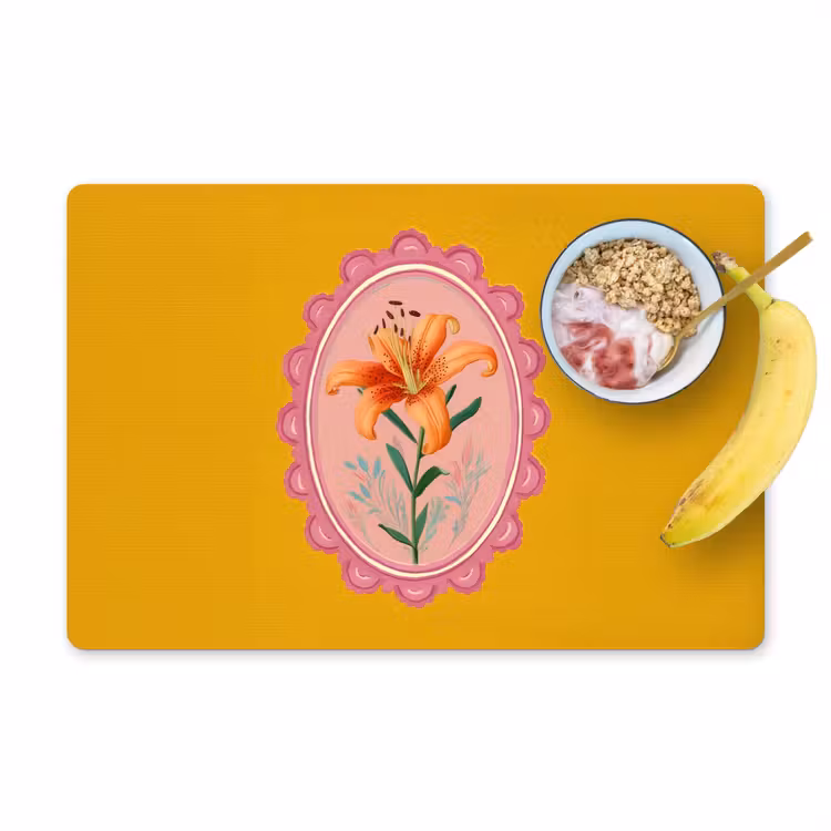 Lelie - Oranje - Lijst - Ovaal Placemat vinyl groot -zzzproduct_Kitchenyeah-website