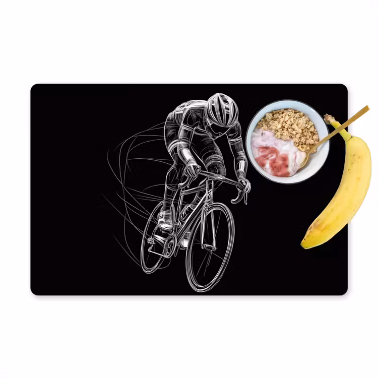 Lijntekening - Wit - Wielrennen - Snelheid Placemat vinyl groot -zzzproduct_Kitchenyeah-website