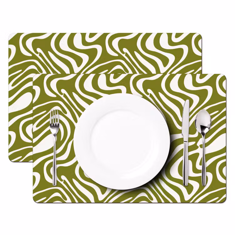Lijnpatroon - Groen - Organisch Placemat vinyl groot 368 -zzsfeer2_Kitchenyeah-website