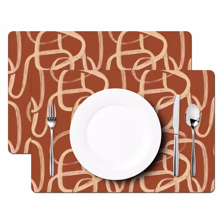 Lijnen - Abstract - Organisch - Terracotta - Crème Placemat vinyl groot 368 -zzsfeer2_Kitchenyeah-website