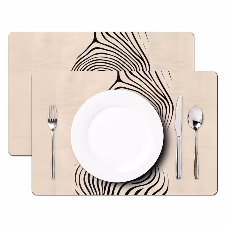 Lijnen - Abstract - Golvend - Zwart Placemat vinyl groot -zzsfeer2_Kitchenyeah-website