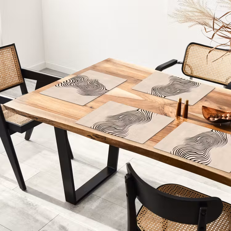 Lijnen - Abstract - Golvend - Zwart Placemat vinyl groot -zzsfeer4_Kitchenyeah-website