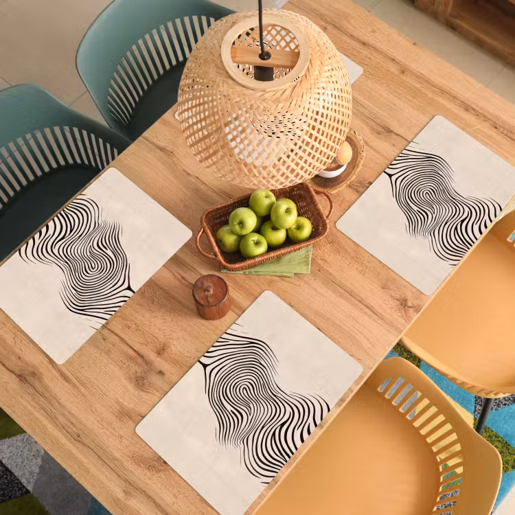 Lijnen - Abstract - Golvend - Zwart Placemat vinyl groot -zzsfeer5_Kitchenyeah-website