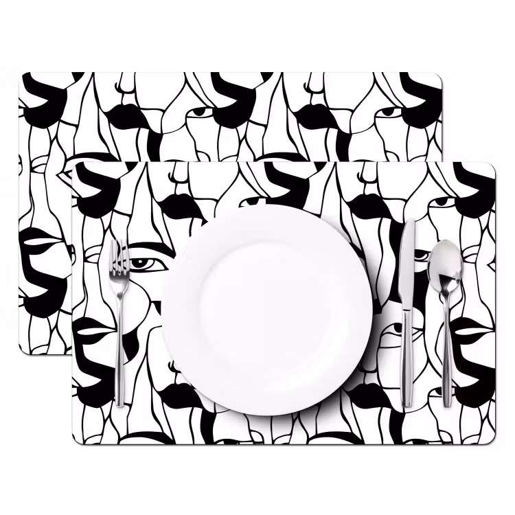 Lijnen - Gezichten - Zwart - Wit Placemat vinyl groot 368 -zzsfeer2_Kitchenyeah-website