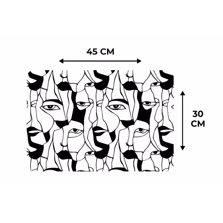 Lijnen - Gezichten - Zwart - Wit Placemat vinyl groot 368 -specs