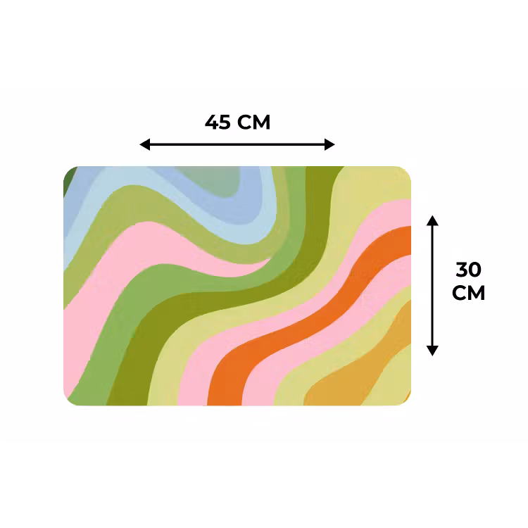 Lijnen - Pasteltinten - Golvend Placemat vinyl groot -specs