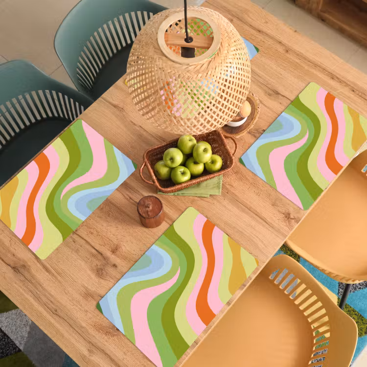 Lijnen - Pasteltinten - Golvend Placemat vinyl groot -zzsfeer5_Kitchenyeah-website