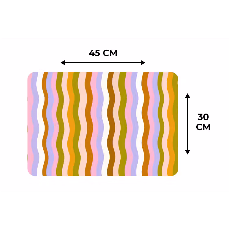 lijnen - Golven - Pastelkleuren - Patroon Placemat vinyl groot -specs