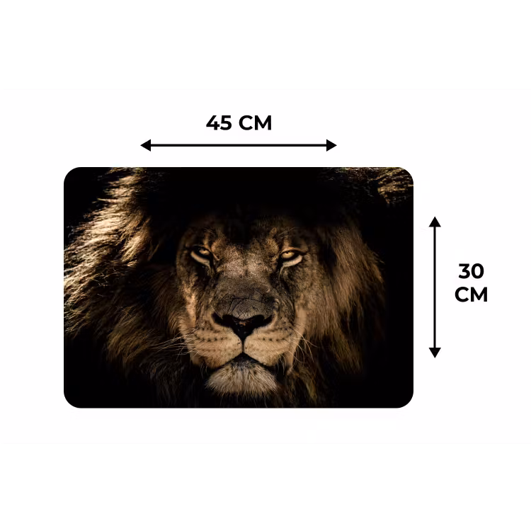 Leeuw - Dieren - Zwart - Portret Placemat vinyl groot -specs
