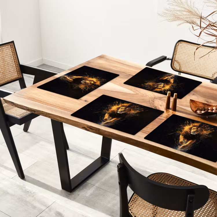 Leeuw - Zwart - Oranje - Verf Placemat vinyl groot -zzsfeer4_Kitchenyeah-website