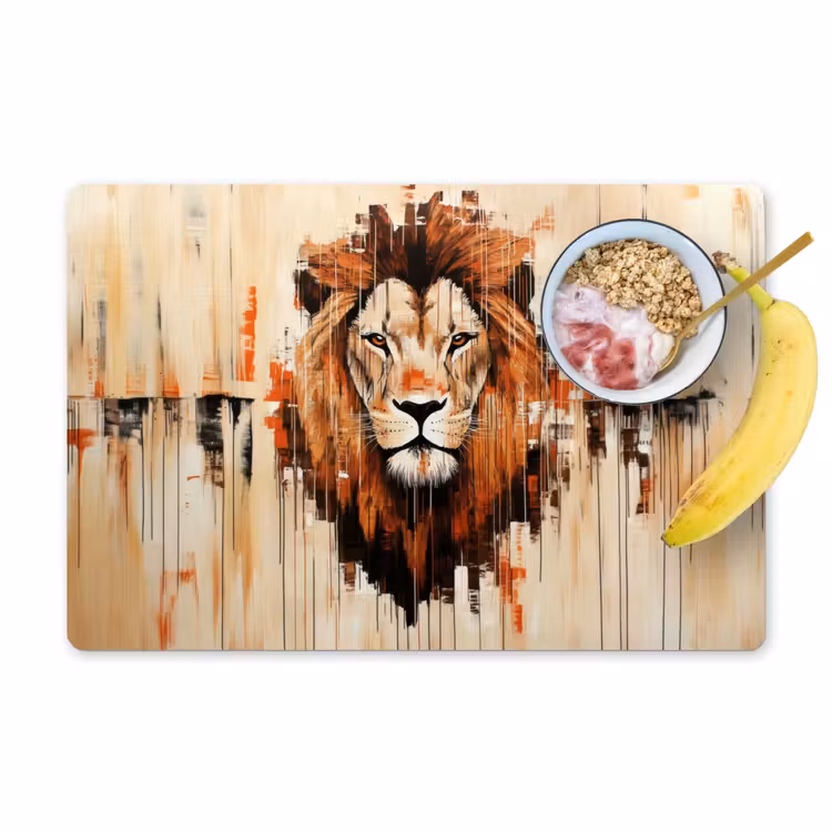 Leeuwenkop - Lijnen - Crème Placemat vinyl groot -zzzproduct_Kitchenyeah-website