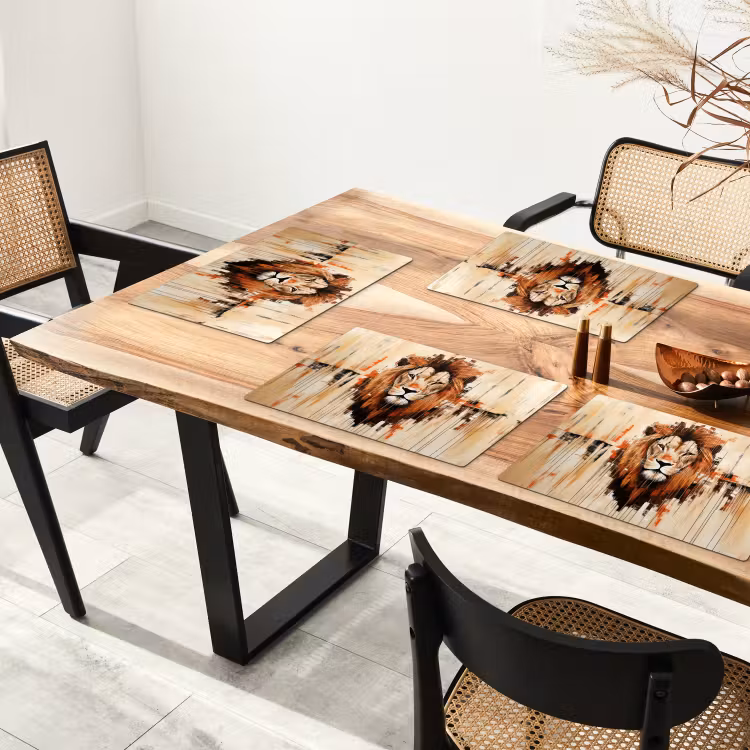 Leeuwenkop - Lijnen - Crème Placemat vinyl groot -zzsfeer4_Kitchenyeah-website