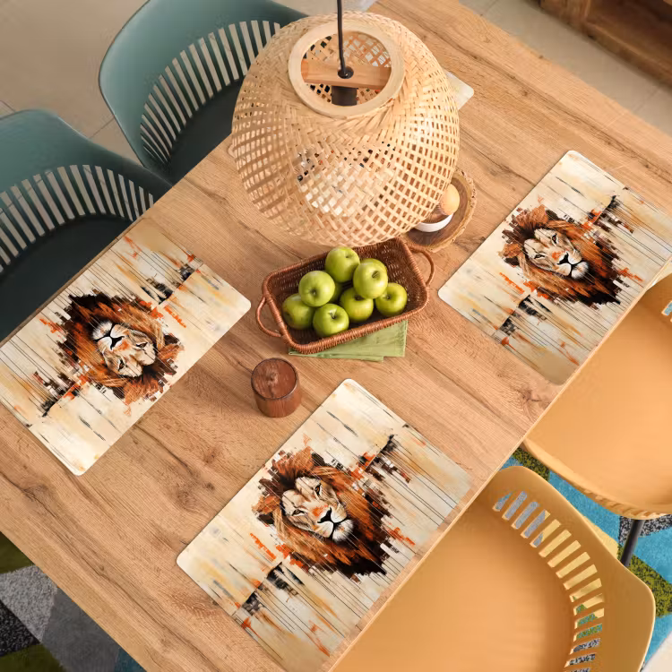Leeuwenkop - Lijnen - Crème Placemat vinyl groot -zzsfeer5_Kitchenyeah-website