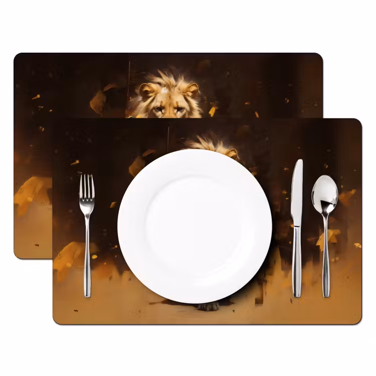Leeuw - Geschilderd - Abstract - Goud Placemat vinyl groot -zzsfeer2_Kitchenyeah-website