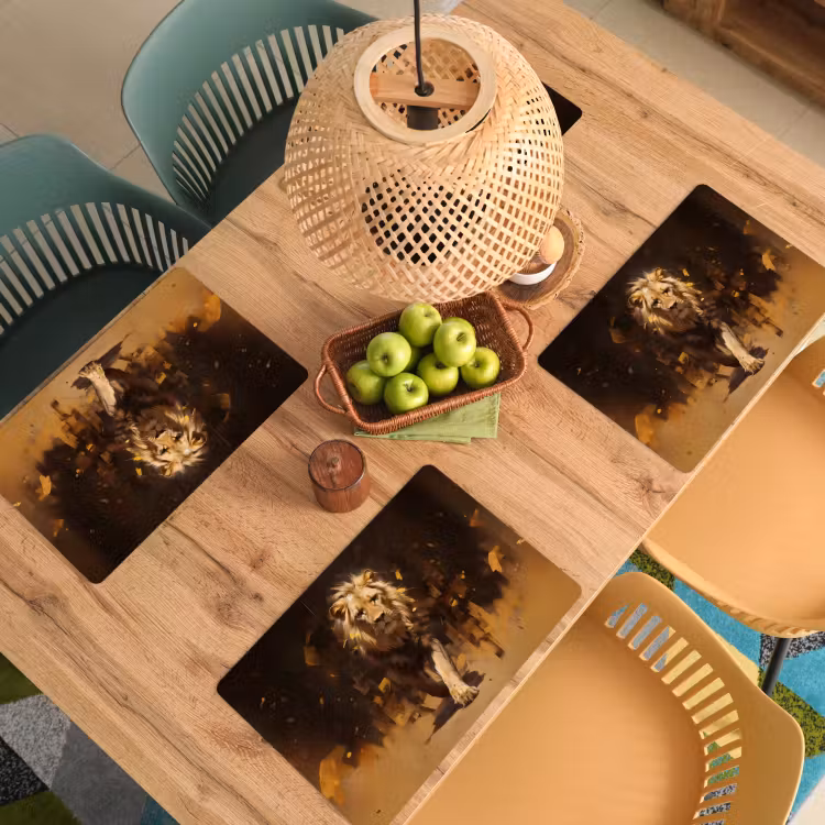 Leeuw - Geschilderd - Abstract - Goud Placemat vinyl groot -zzsfeer5_Kitchenyeah-website