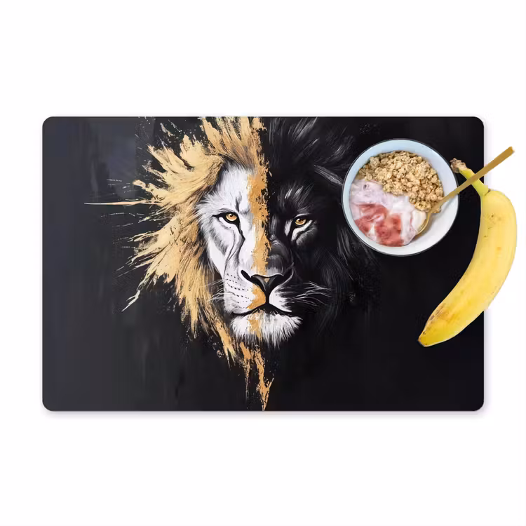 Leeuw - Gesplitst - Zwart - Lijn Placemat vinyl groot -zzzproduct_Kitchenyeah-website