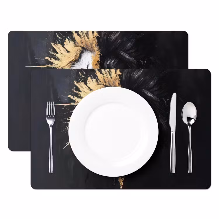 Leeuw - Gesplitst - Zwart - Lijn Placemat vinyl groot -zzsfeer2_Kitchenyeah-website