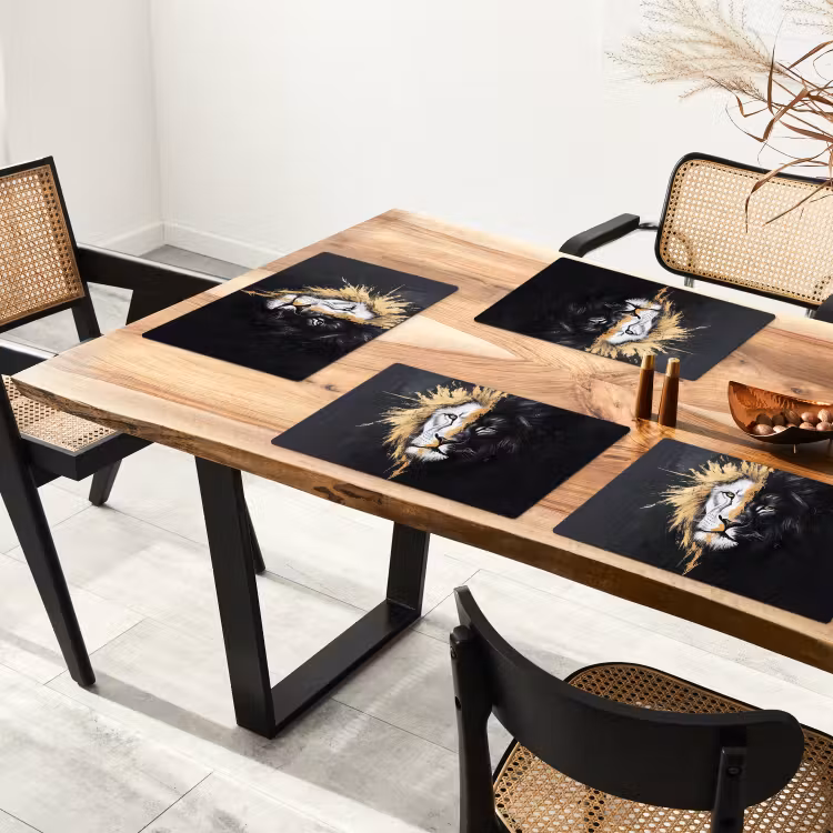Leeuw - Gesplitst - Zwart - Lijn Placemat vinyl groot -zzsfeer4_Kitchenyeah-website