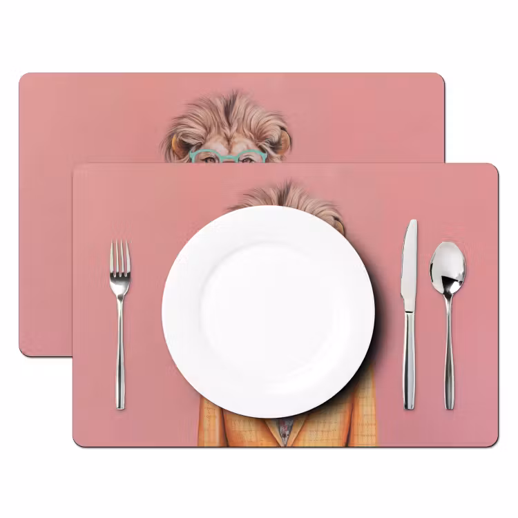 Leeuw - Pak - Geruit - Bril Placemat vinyl groot -zzsfeer2_Kitchenyeah-website