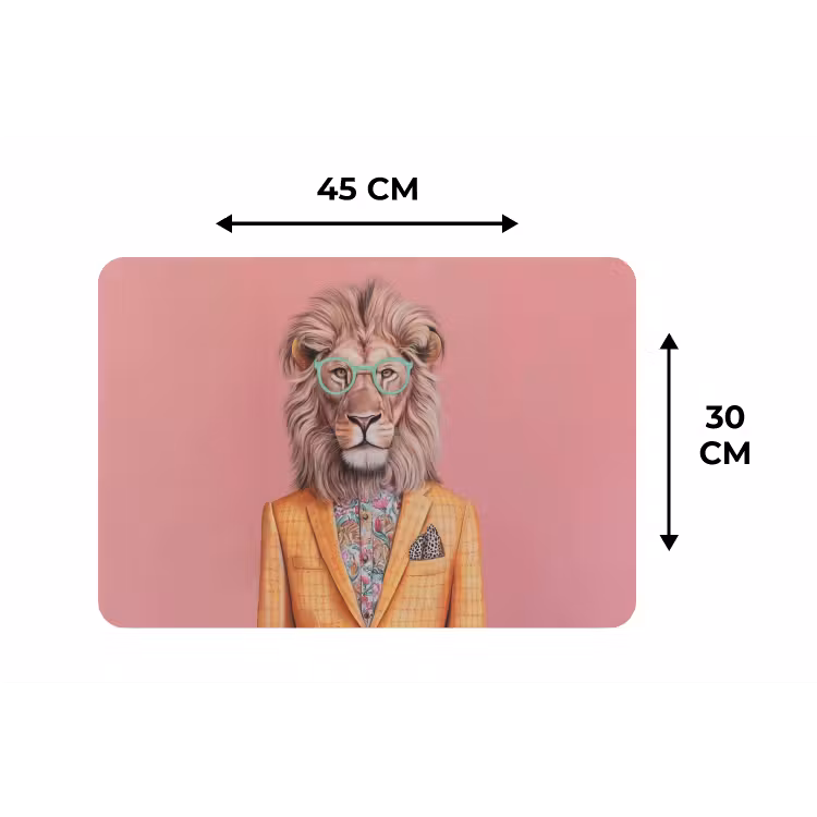 Leeuw - Pak - Geruit - Bril Placemat vinyl groot -specs
